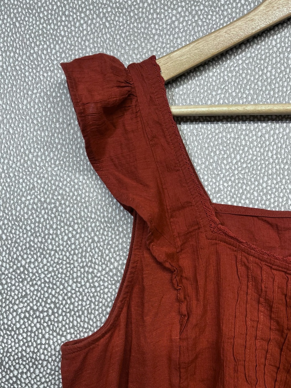 XXL Maurices Rust Ruffle-Sleeve Button Front Tank Top - Picture 2 of 7